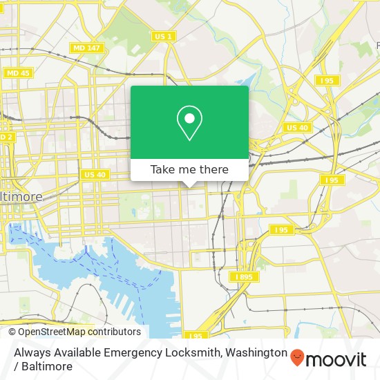 Mapa de Always Available Emergency Locksmith, 3705 E Baltimore St