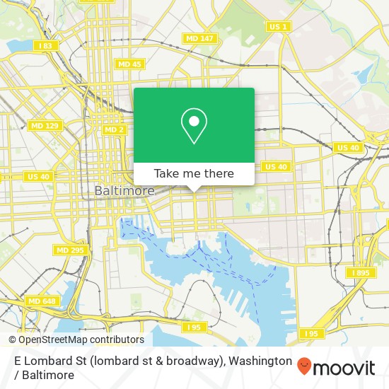 Mapa de E Lombard St (lombard st & broadway), Baltimore, MD 21231