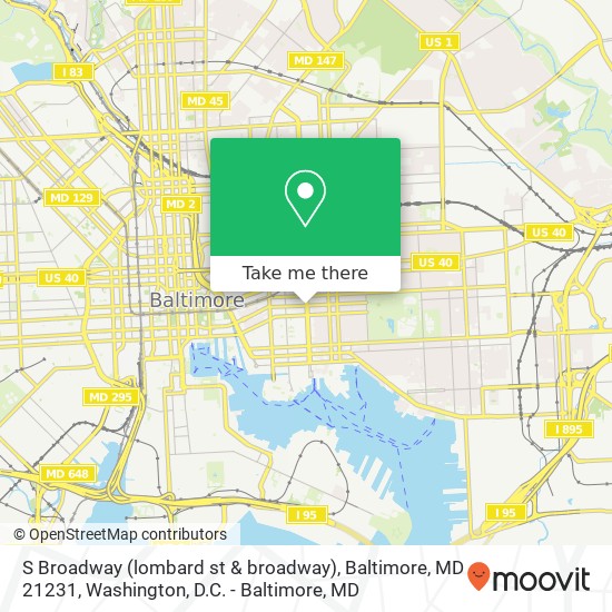 Mapa de S Broadway (lombard st & broadway), Baltimore, MD 21231