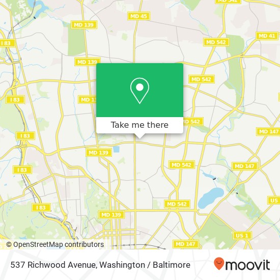 Mapa de 537 Richwood Avenue, 537 Richwood Ave, Baltimore, MD 21212, USA