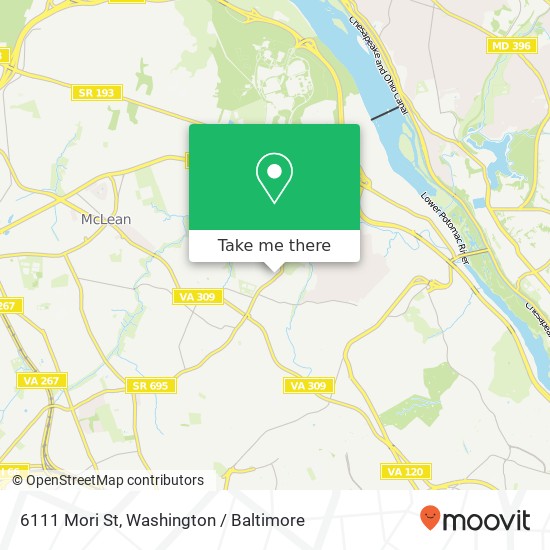 Mapa de 6111 Mori St, McLean, VA 22101