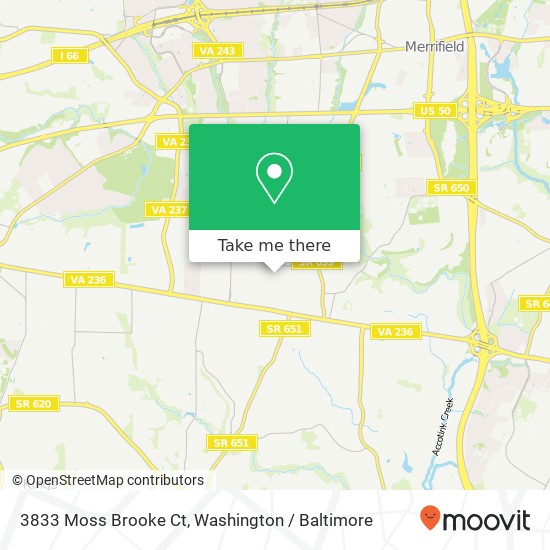 Mapa de 3833 Moss Brooke Ct, Fairfax, VA 22031
