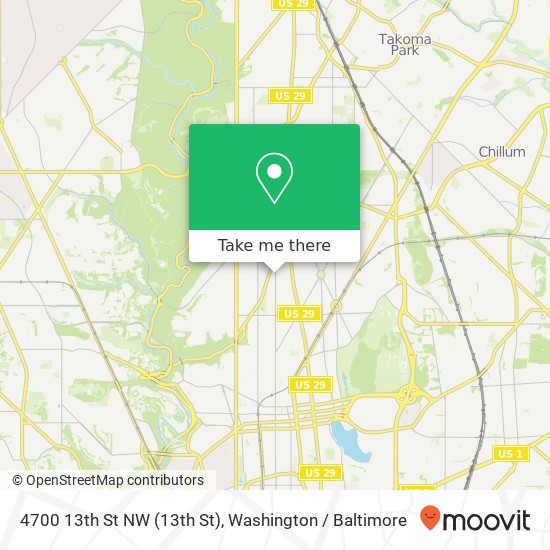 Mapa de 4700 13th St NW (13th St), Washington, DC 20011