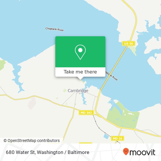 Mapa de 680 Water St, Cambridge, MD 21613