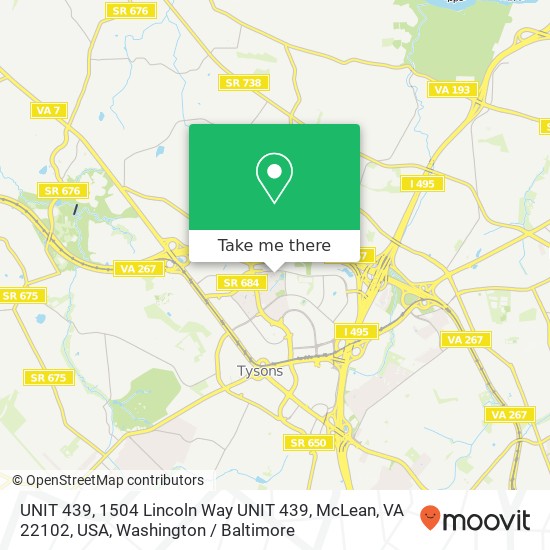 UNIT 439, 1504 Lincoln Way UNIT 439, McLean, VA 22102, USA map