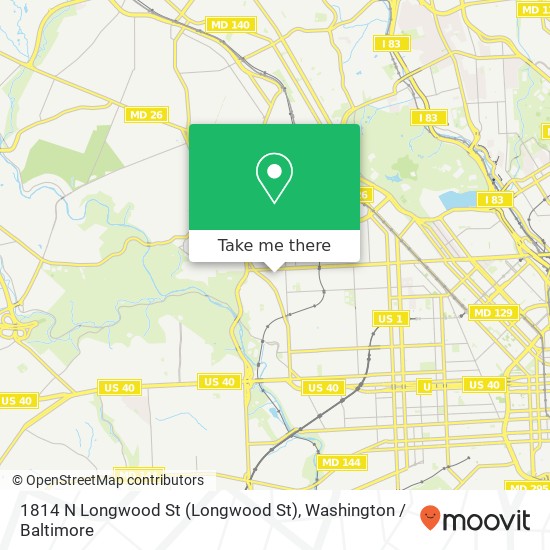 Mapa de 1814 N Longwood St (Longwood St), Baltimore, MD 21216