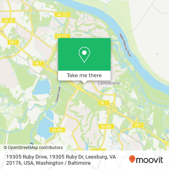 19305 Ruby Drive, 19305 Ruby Dr, Leesburg, VA 20176, USA map