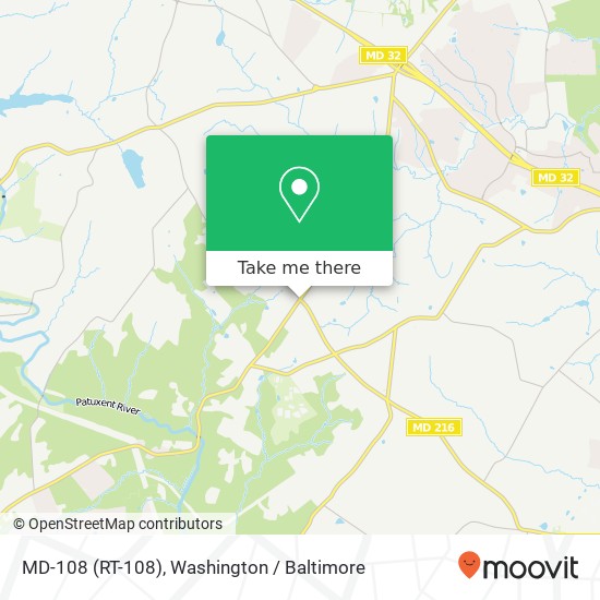 Mapa de MD-108 (RT-108), Highland, MD 20777