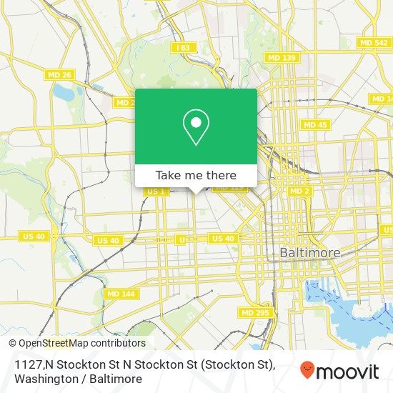 Mapa de 1127,N Stockton St N Stockton St (Stockton St), Baltimore, MD 21217