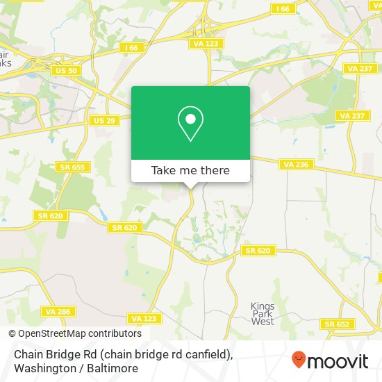 Mapa de Chain Bridge Rd (chain bridge rd canfield), Fairfax, VA 22030