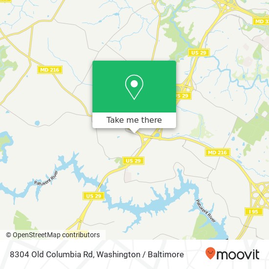 Mapa de 8304 Old Columbia Rd, Laurel, MD 20723