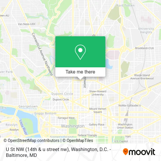 U St NW (14th & u street nw) map