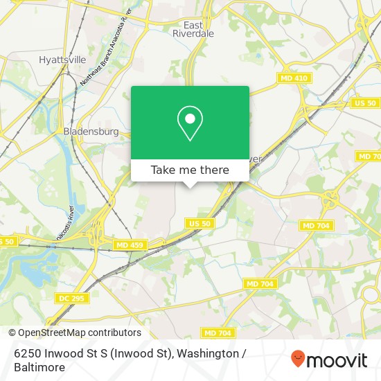 Mapa de 6250 Inwood St S (Inwood St), Cheverly, MD 20785