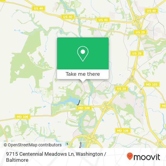 Mapa de 9715 Centennial Meadows Ln, Ellicott City, MD 21042