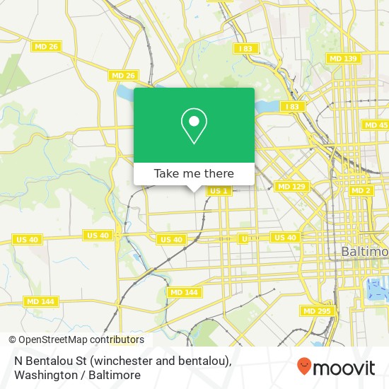 Mapa de N Bentalou St (winchester and bentalou), Baltimore, MD 21216