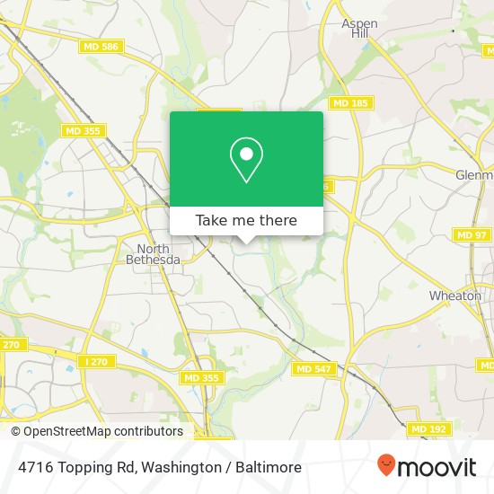 Mapa de 4716 Topping Rd, Rockville, MD 20852