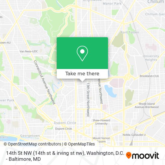 14th St NW (14th st & irving st nw) map