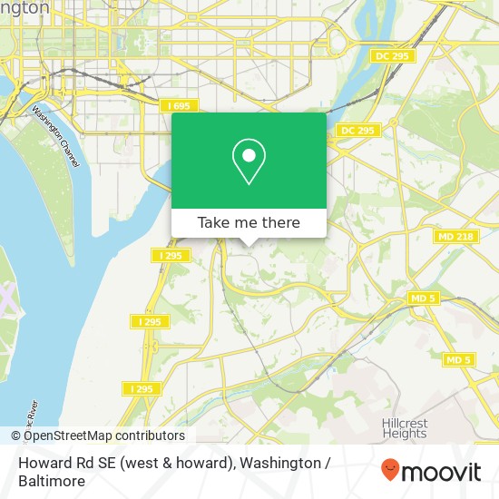 Mapa de Howard Rd SE (west & howard), Washington, DC 20020