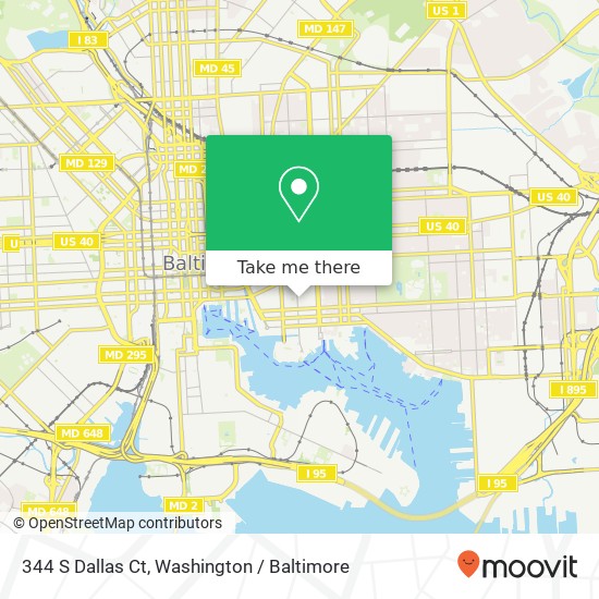 Mapa de 344 S Dallas Ct, Baltimore, MD 21231