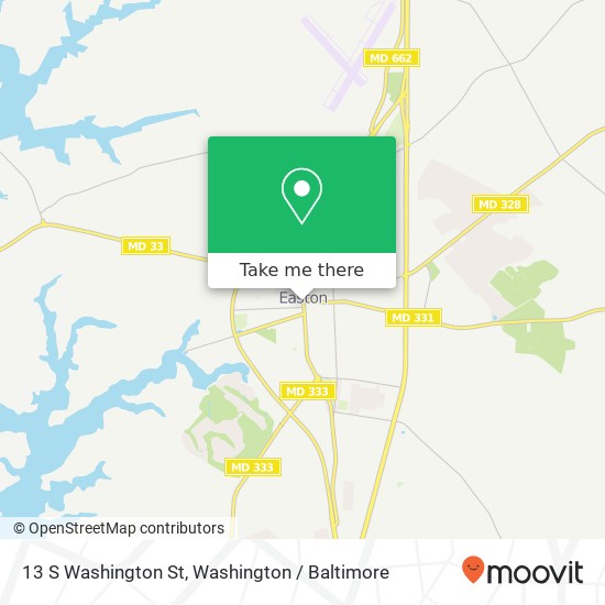 Mapa de 13 S Washington St, Easton, MD 21601
