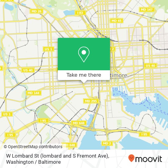 Mapa de W Lombard St (lombard and S Fremont Ave), Baltimore, MD 21201