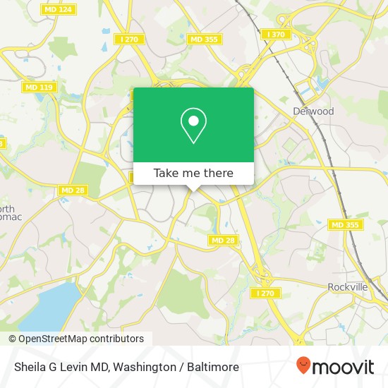 Mapa de Sheila G Levin MD, 15001 Shady Grove Rd