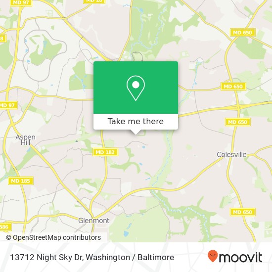 Mapa de 13712 Night Sky Dr, Silver Spring, MD 20906