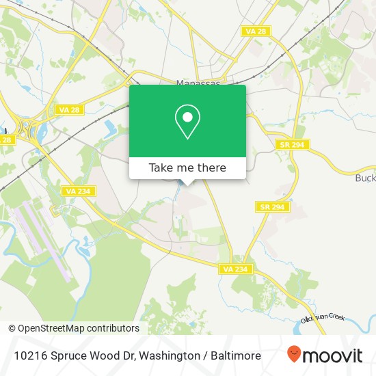 Mapa de 10216 Spruce Wood Dr, Manassas, VA 20110