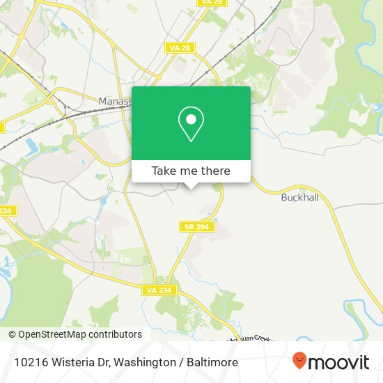 Mapa de 10216 Wisteria Dr, Manassas, VA 20110