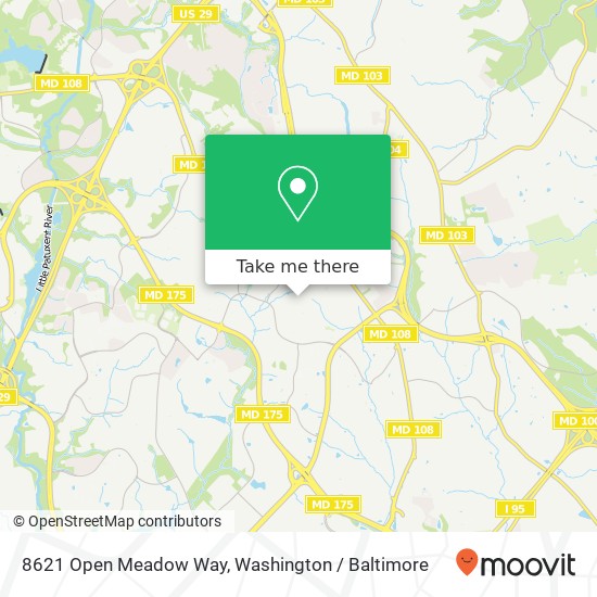 Mapa de 8621 Open Meadow Way, Columbia, MD 21045