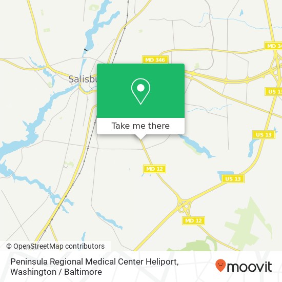 Peninsula Regional Medical Center Heliport map