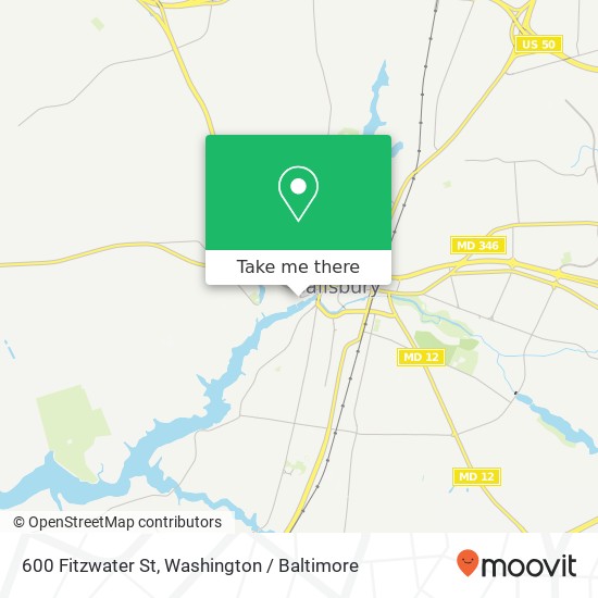 Mapa de 600 Fitzwater St, Salisbury, MD 21801