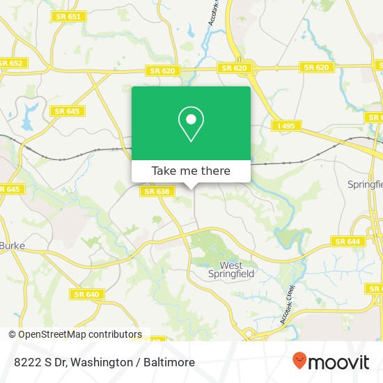 Mapa de 8222 S Dr, Springfield, VA 22152