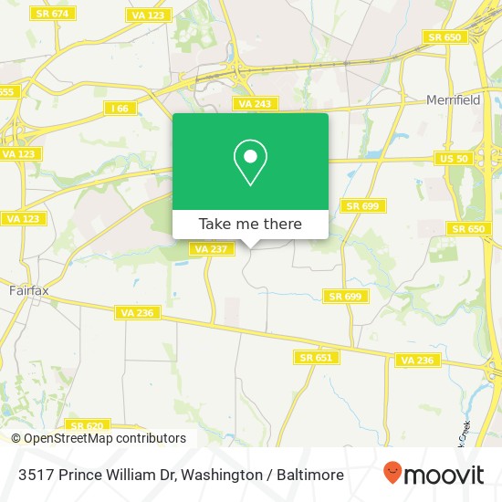 Mapa de 3517 Prince William Dr, Fairfax, VA 22031