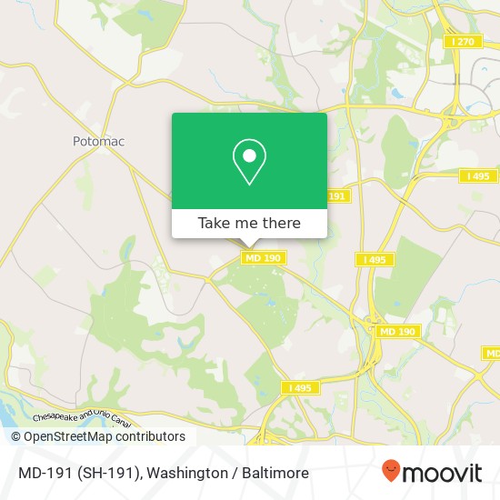 Mapa de MD-191 (SH-191), Potomac (ROCKVILLE), MD 20854