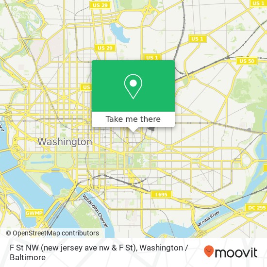 F St NW (new jersey ave nw & F St), Washington, DC 20001 map