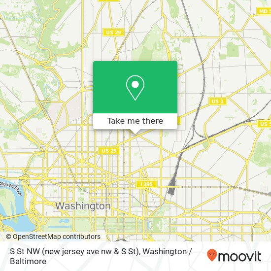 Mapa de S St NW (new jersey ave nw & S St), Washington, DC 20001