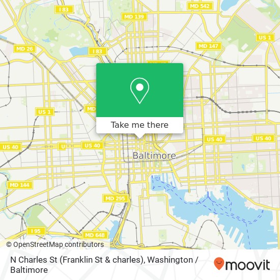 Mapa de N Charles St (Franklin St & charles), Baltimore (EAST CASE), MD 21202