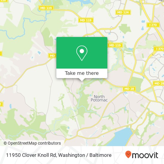 Mapa de 11950 Clover Knoll Rd, Gaithersburg, MD 20878