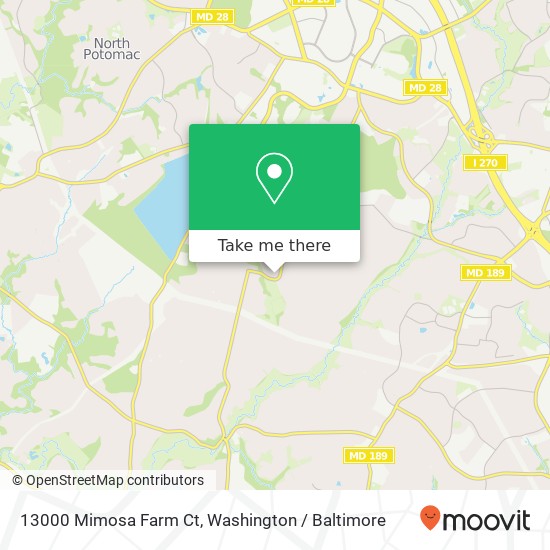 Mapa de 13000 Mimosa Farm Ct, Rockville, MD 20850
