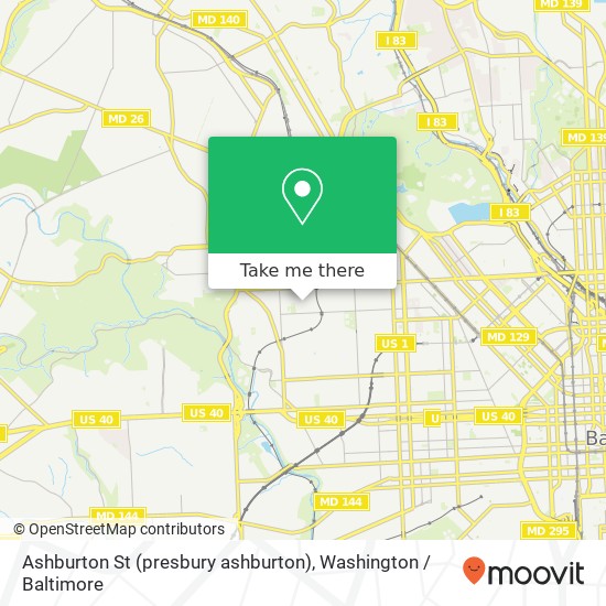 Mapa de Ashburton St (presbury ashburton), Baltimore, MD 21216