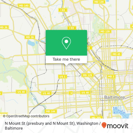 N Mount St (presbury and N Mount St), Baltimore, MD 21217 map