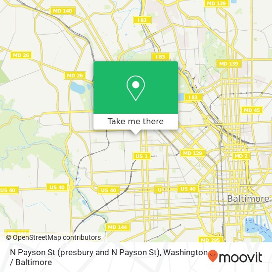 Mapa de N Payson St (presbury and N Payson St), Baltimore, MD 21217