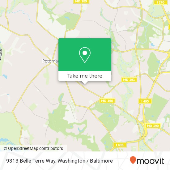 Mapa de 9313 Belle Terre Way, Potomac, MD 20854