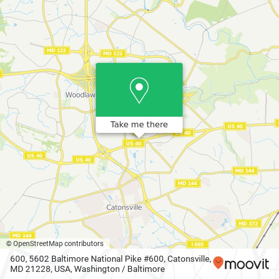 Mapa de 600, 5602 Baltimore National Pike #600, Catonsville, MD 21228, USA