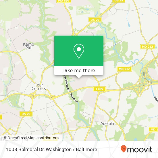 Mapa de 1008 Balmoral Dr, Silver Spring, MD 20903