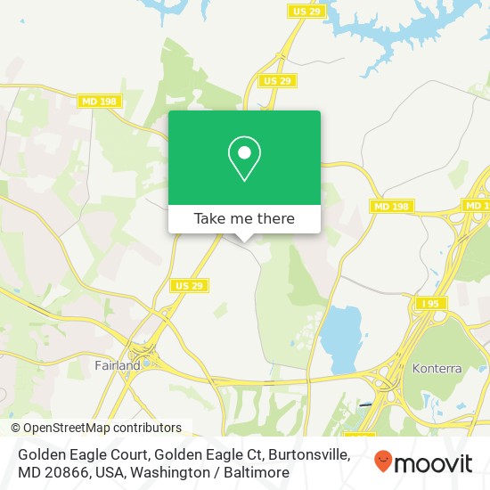 Mapa de Golden Eagle Court, Golden Eagle Ct, Burtonsville, MD 20866, USA