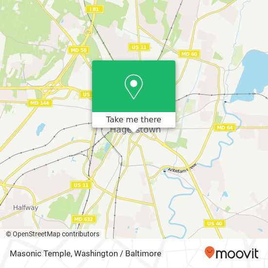 Mapa de Masonic Temple, 54 S Potomac St