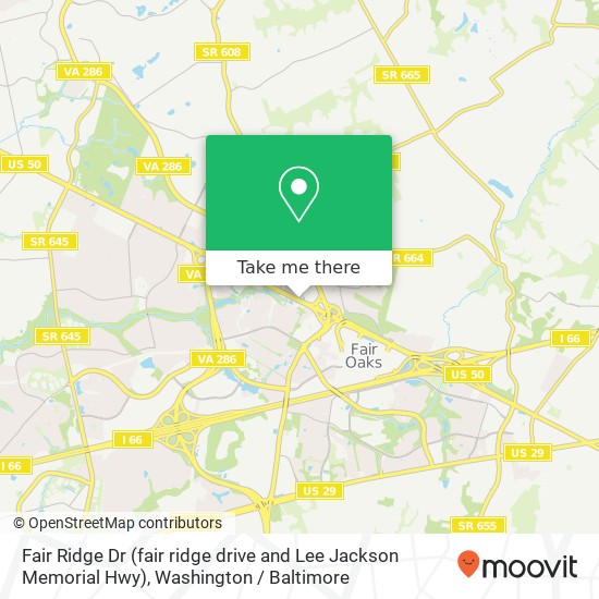 Mapa de Fair Ridge Dr (fair ridge drive and Lee Jackson Memorial Hwy), Fairfax, VA 22033