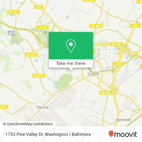 Mapa de 1753 Pine Valley Dr, Vienna, VA 22182